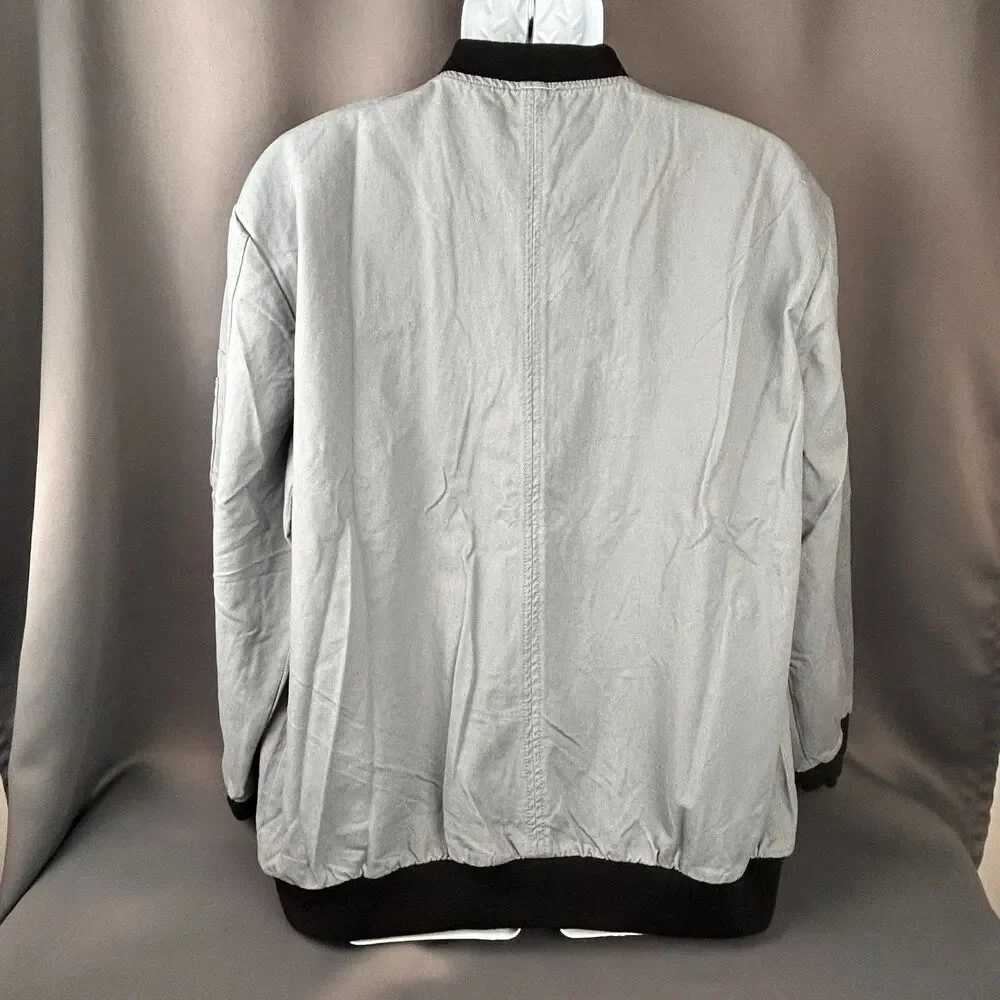 Hayden Los Angeles Gray Bomber Jacket Military Patches Size M NWT